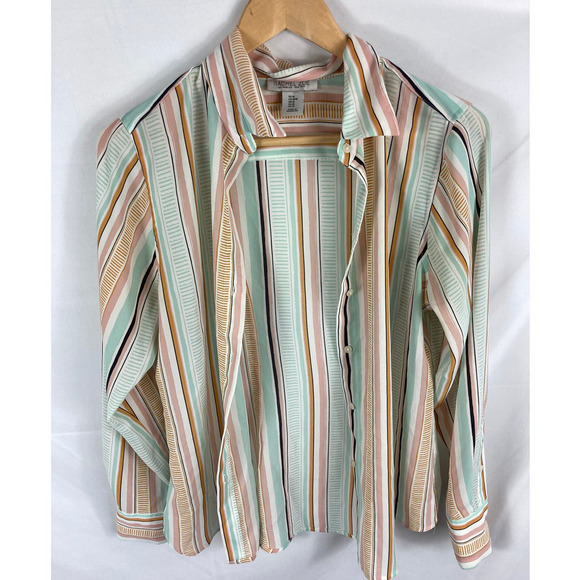 Rachel Zoe Pattern Stripe Long Sleeve Button Down Shirt Size Medium - Picture 1 of 6